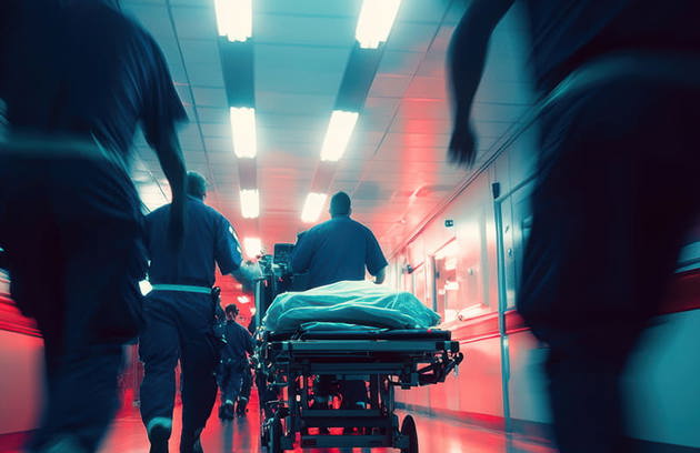 Medical Team Rushing Patient Emergency Room Hospital