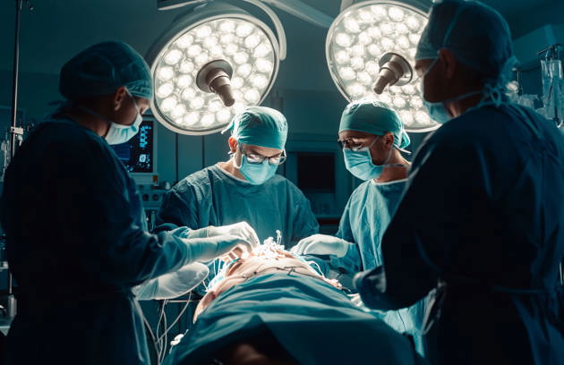 A surgical team performing an advanced procedure as part of expert General Surgery in Sharjah.