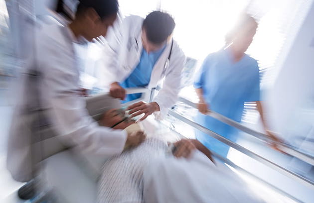 Team Doctors Putting Oxygen Mask Male Senior Patient Face