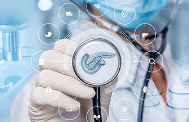 A digital illustration representing endocrine system diagnosis and care at an Endocrinology Hospital in Sharjah.